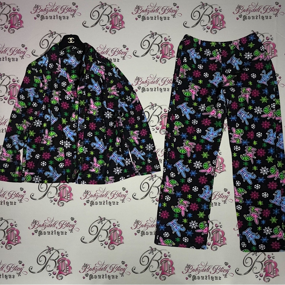 Happy bunny pajamas Jim Benton sarcastic bunny early 2000s vintage set 2 piece